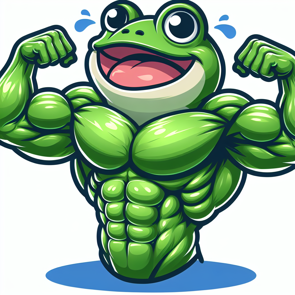 Buffed Pepe Meme: Flexing and Smiling Frog