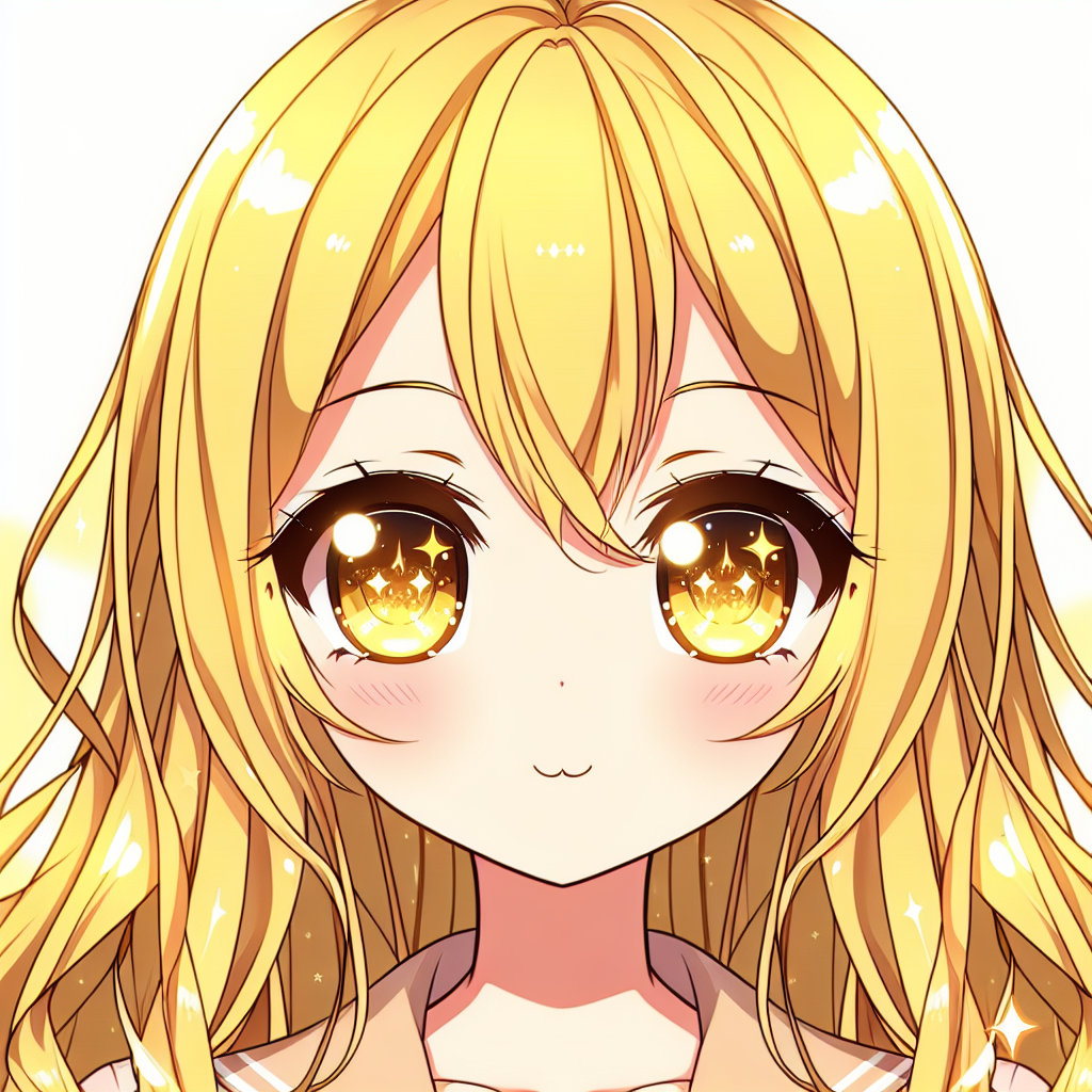 Radiant Yellow Hair Anime Girl with Cute Eyes