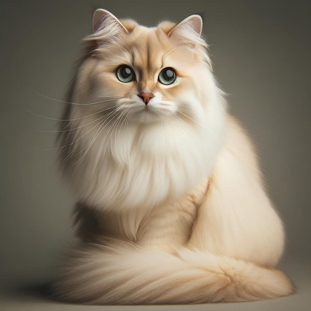 Permesse Cat: Luxurious Cream-Toned Coat with Champagne Markings