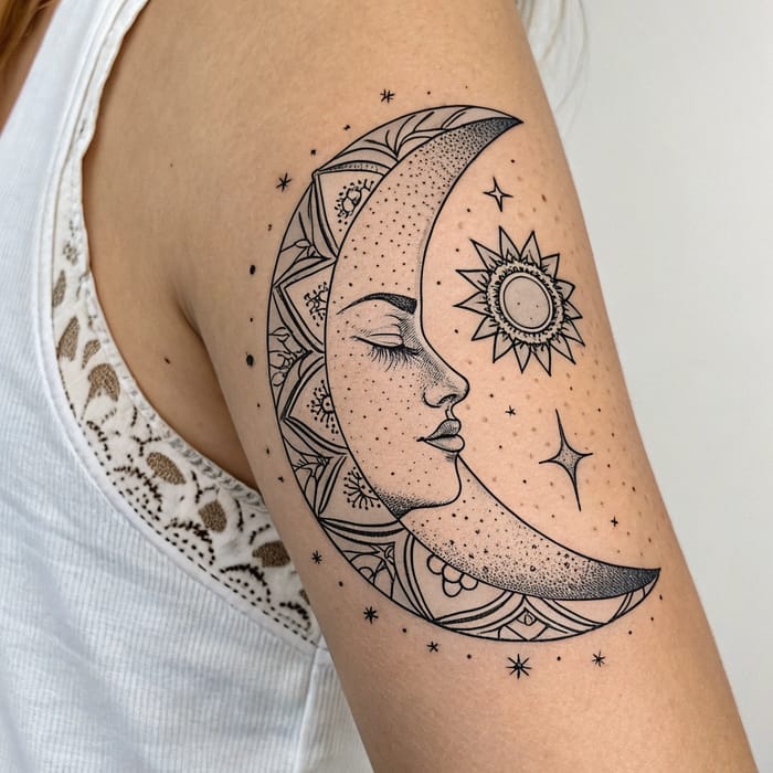 Moon Phase Back Tattoo Designs