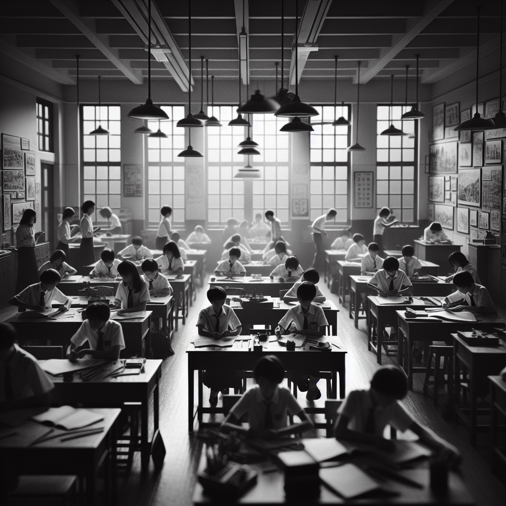 Vintage Black and White Classroom Photography