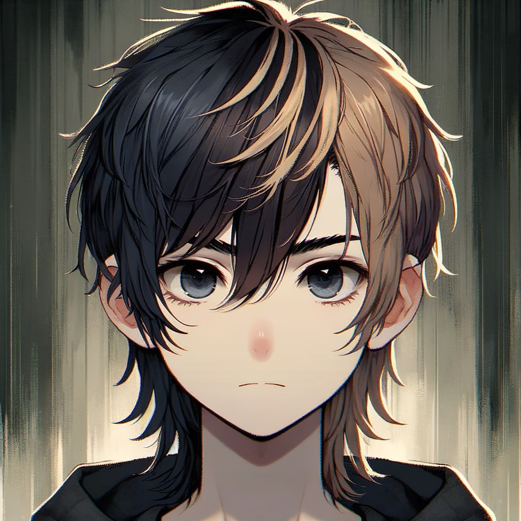 Anime Style Boy with Mullet Hairstyle