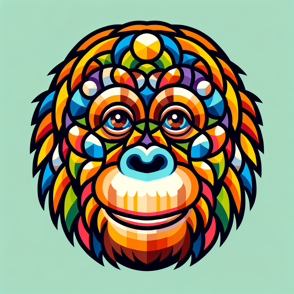 Geometric Orangutan Face in WPAP Art Style