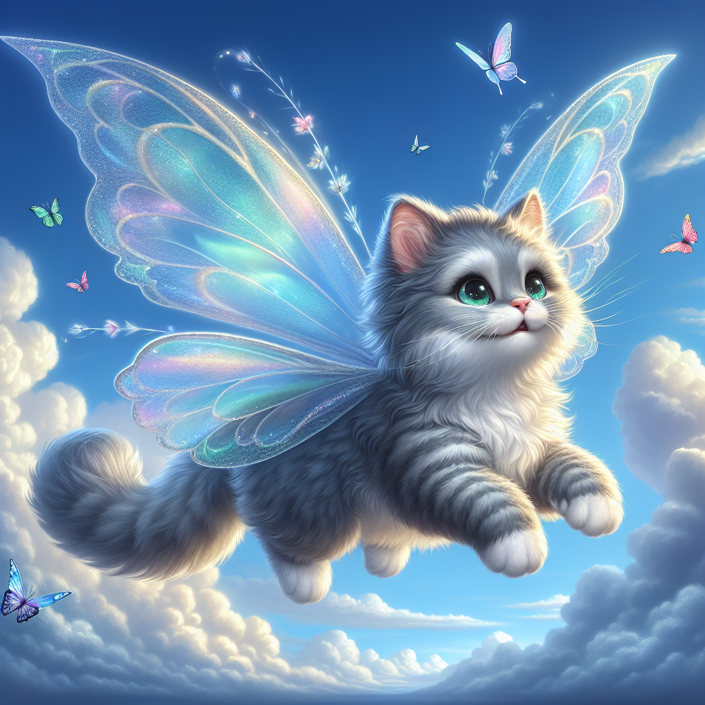 Magical Flying Cat with Fairy Wings