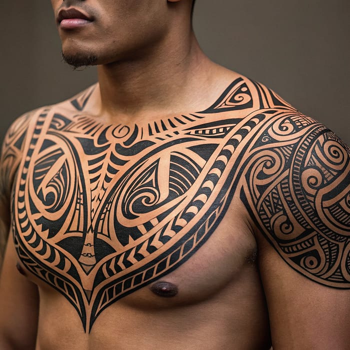 Chest Tribal Tattoo Ideas and Designs