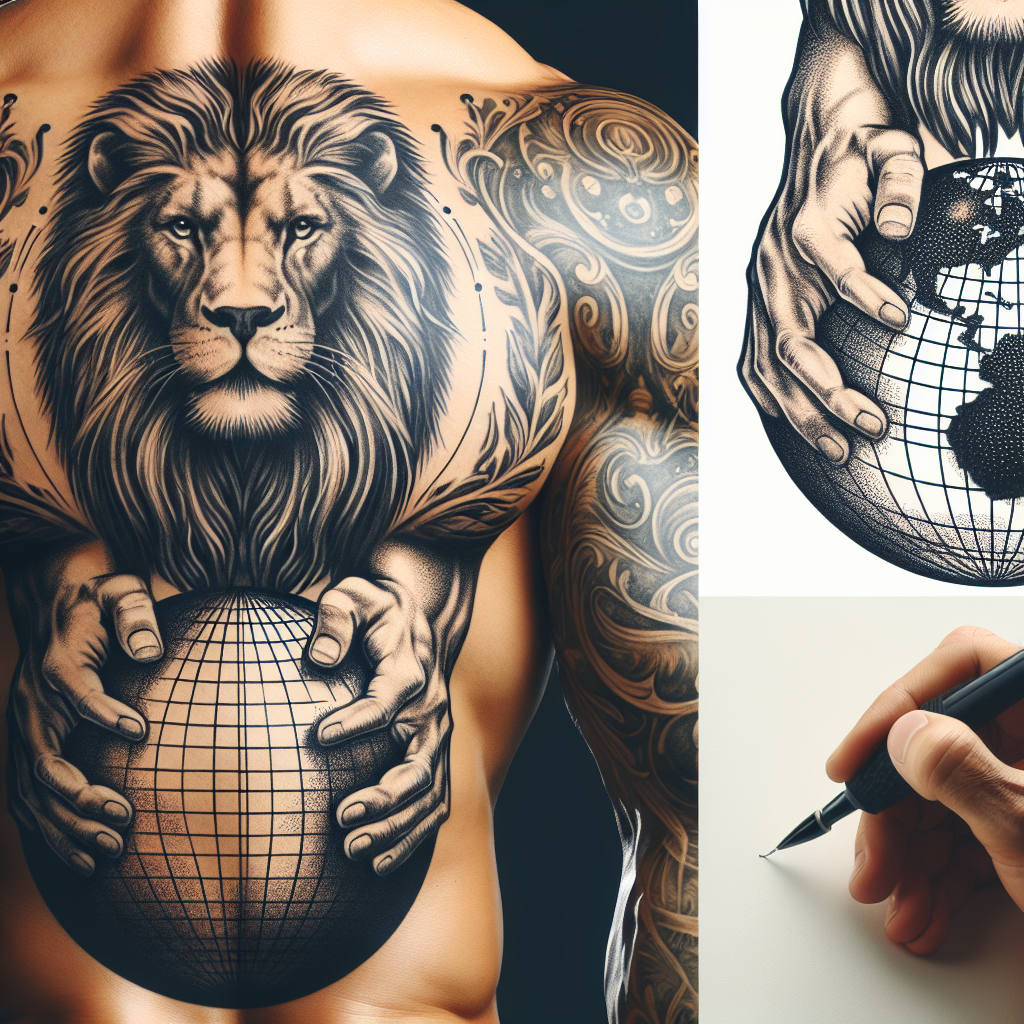 Lion and Atlas Tattoo Design