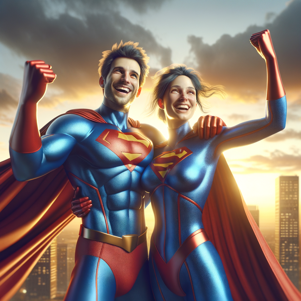 Celebrating Victory with Friendly Superheroes