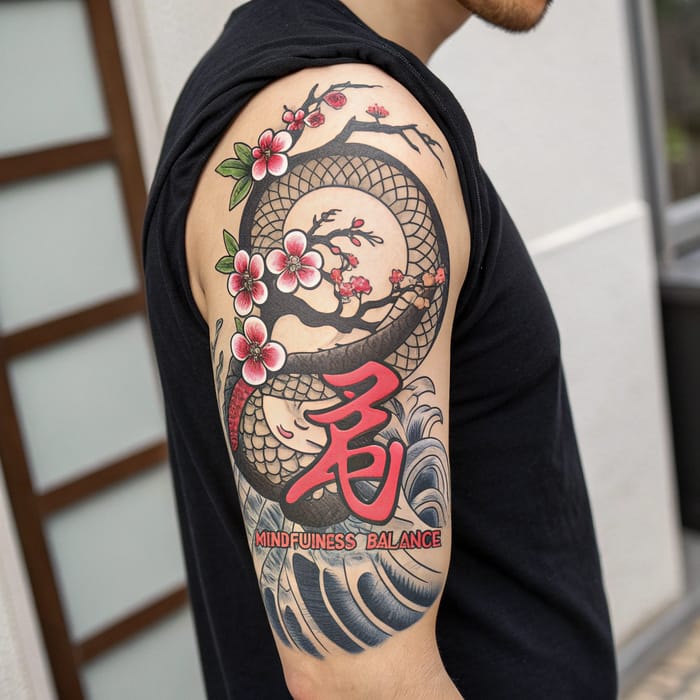 Stunning Japanese Half Sleeve Tattoo Design