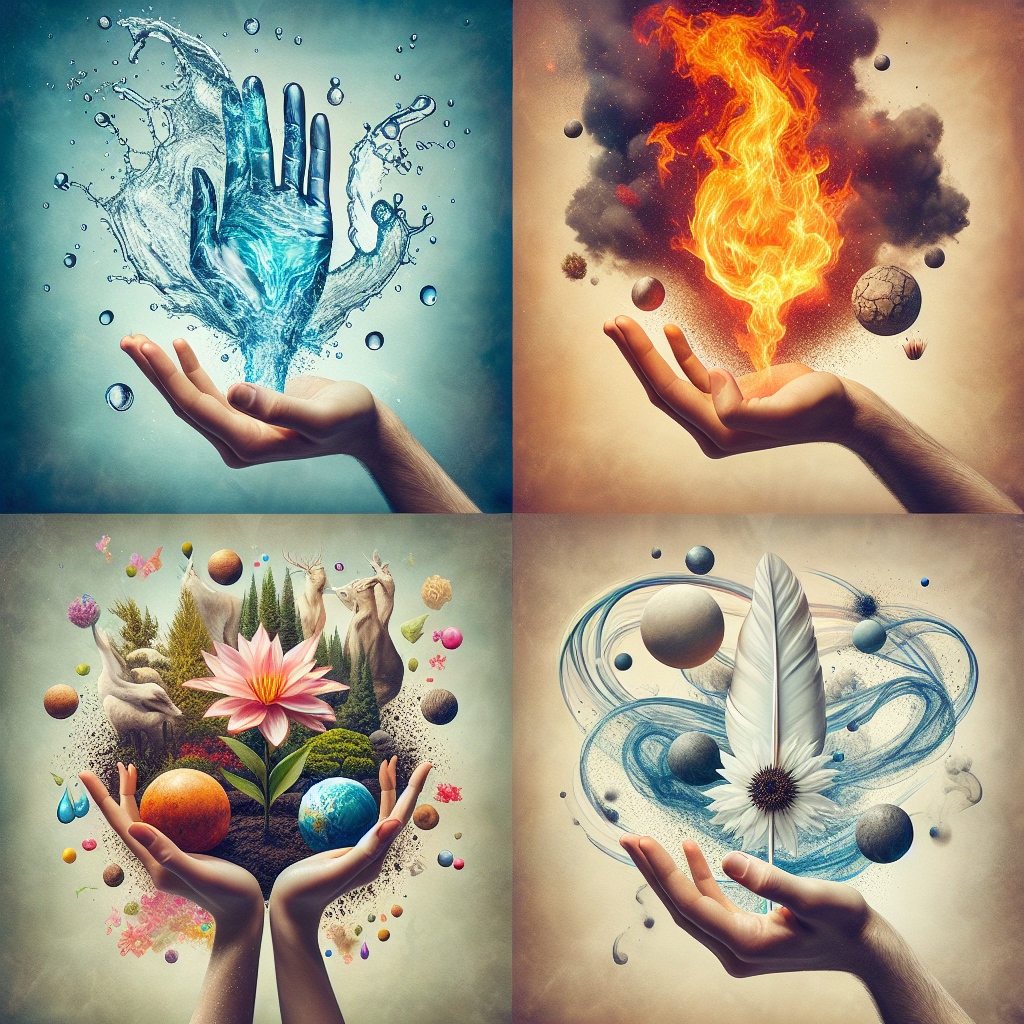 Elemental Hands: Water, Air, Earth, Fire