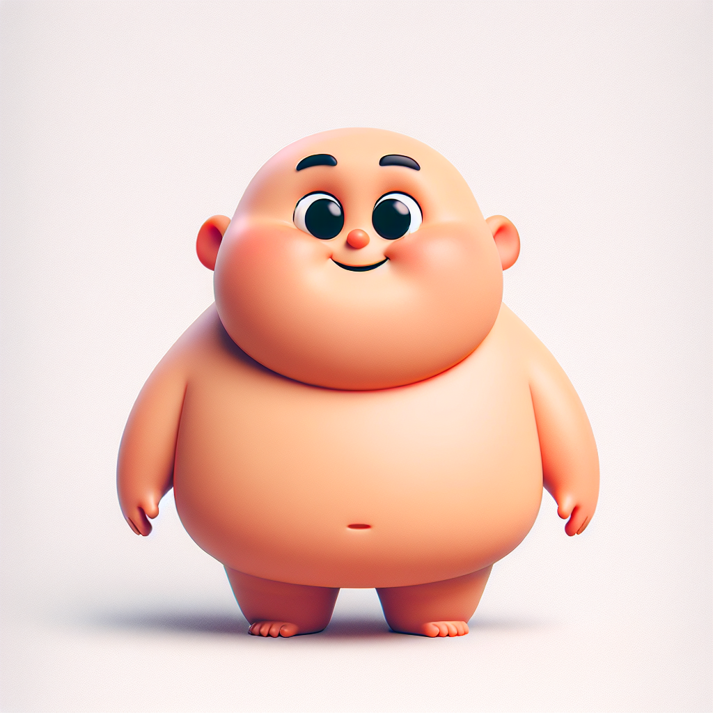 Cheerful Cartoonish Bald Character