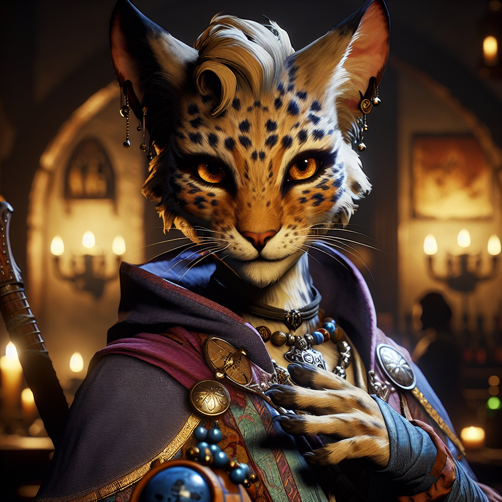 Tabaxi Female Entertainer Bard Rogue