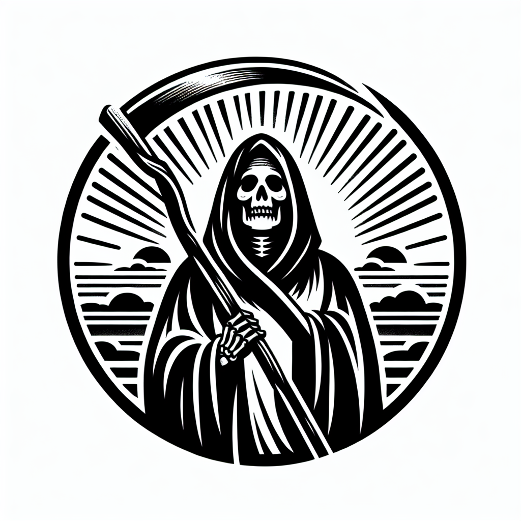 Tranquil Grim Reaper Stencil Tattoo Design