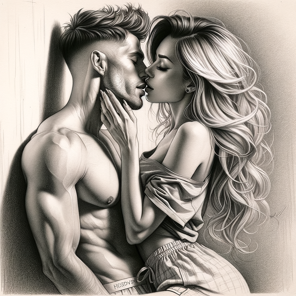 Romantic Kiss Pencil Sketch: A Detailed Love Scene