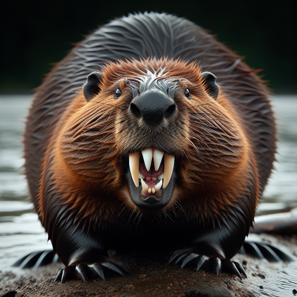 Intimidating Beaver with Buck Teeth