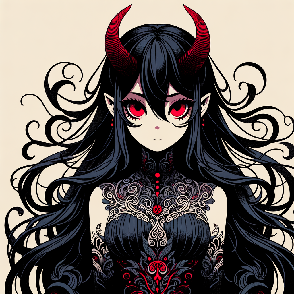 Animated Demon Girl: Japanese Anime & Gothic Art Fusion