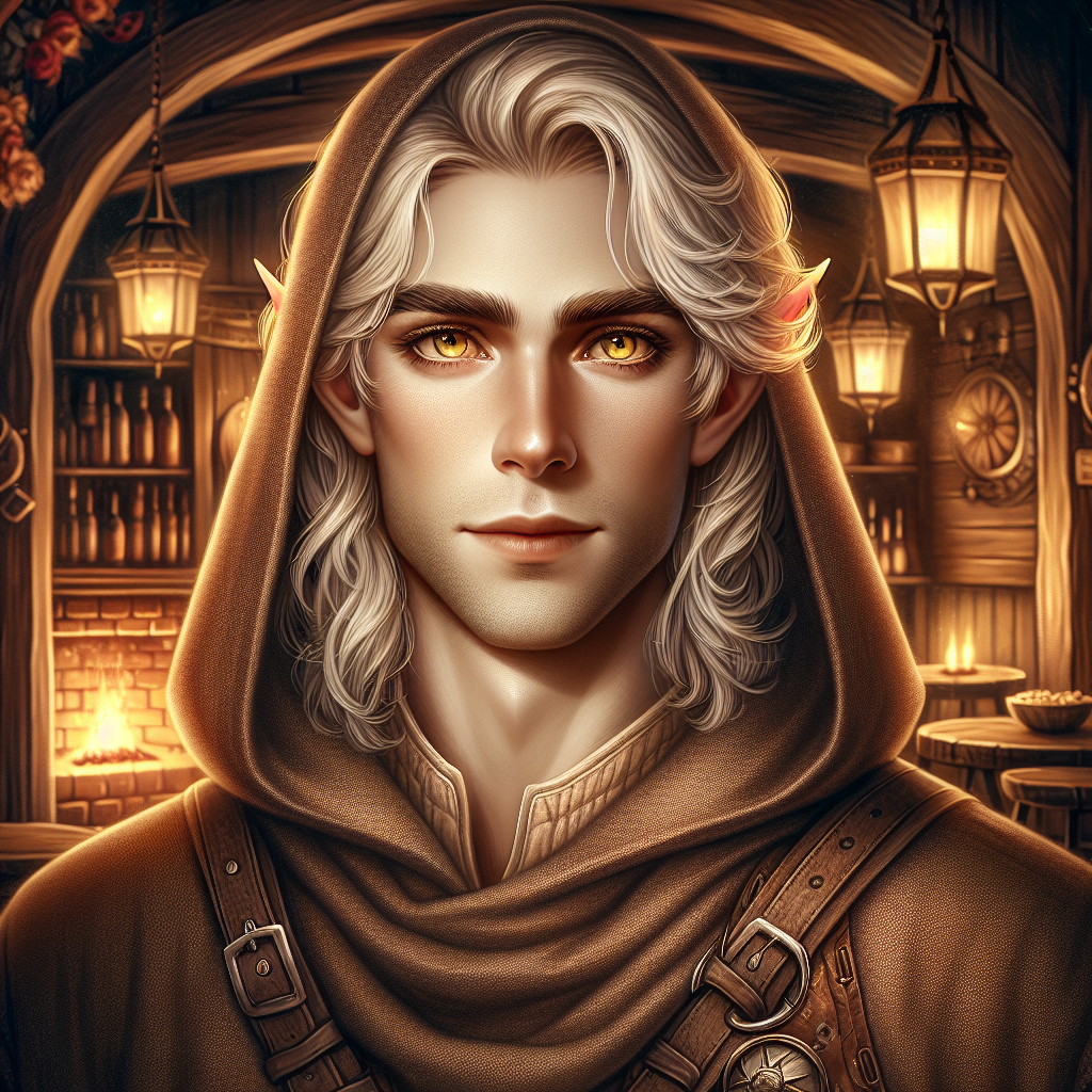 Male Elf Art in Fantasy Tavern