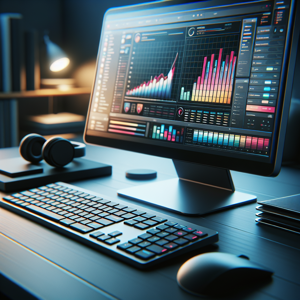 Detailed View of a Modern Computer with Colorful Charts and Graphs