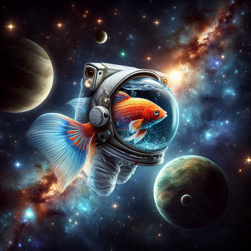 An Astronaut Fish Floating in Space