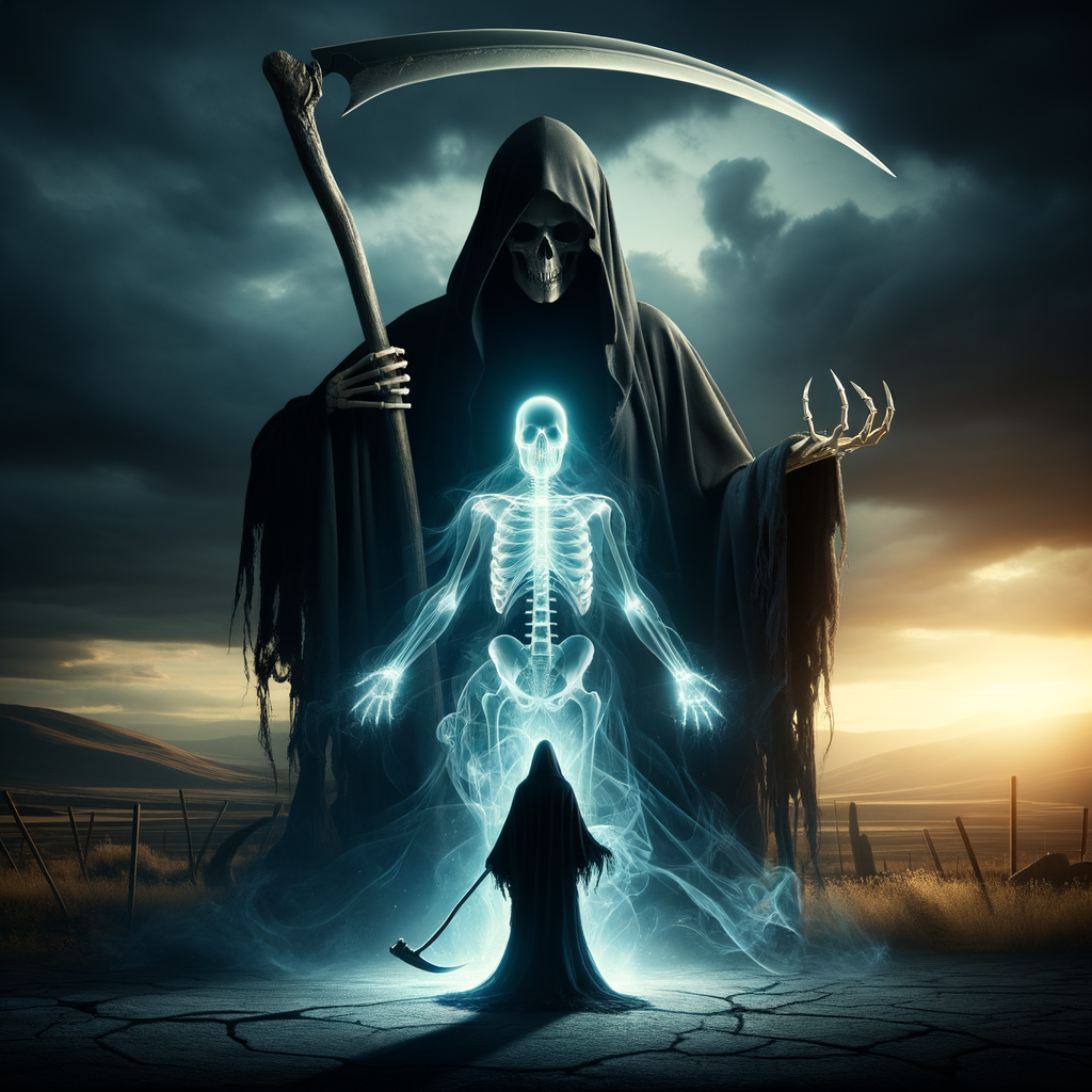 Grim Reaper Unveiling Radiant Soul