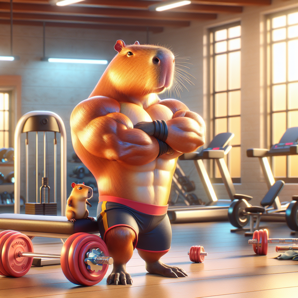 Exceptional Muscular Capybara Gym Scene