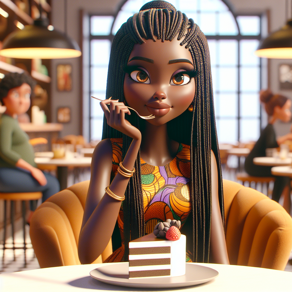 Tall Animated Black Girl in High-Fashion with Braids