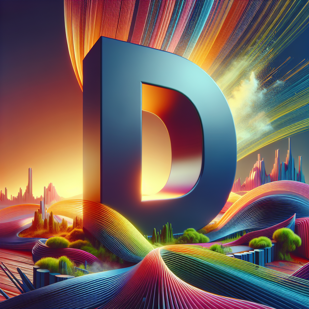 Dynamic Letter D in Vibrant Landscape