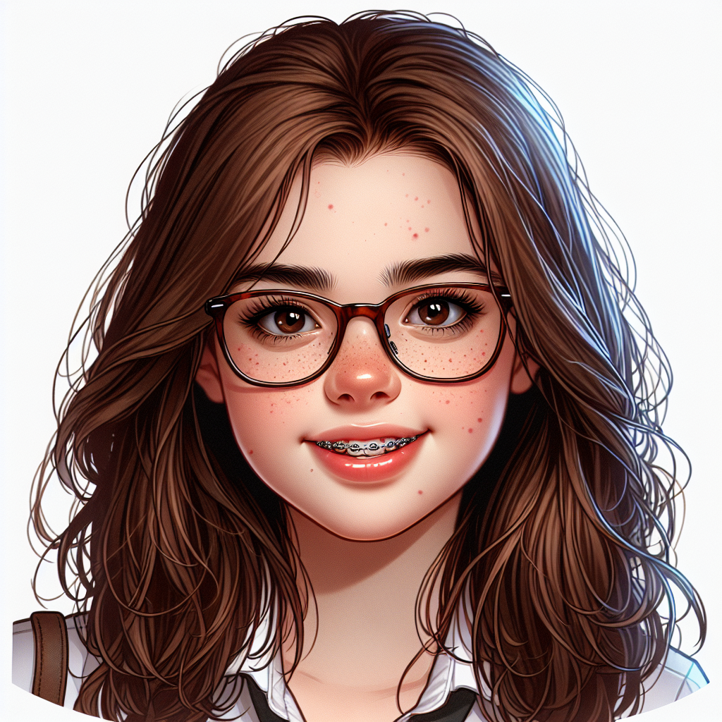 Adorable Chubby Girl with Glasses and Braces