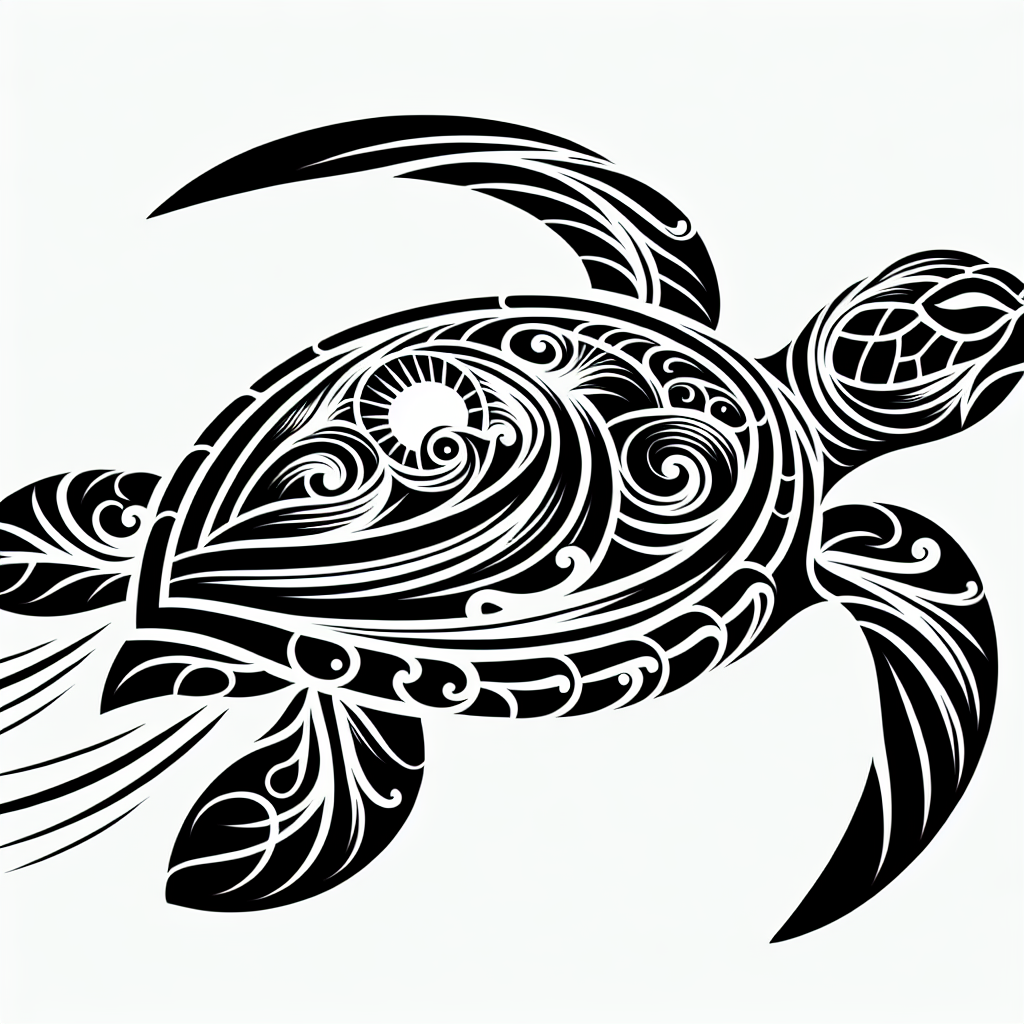 Elegant Sea Turtle Tattoo Design Inspired by Polynesian Art