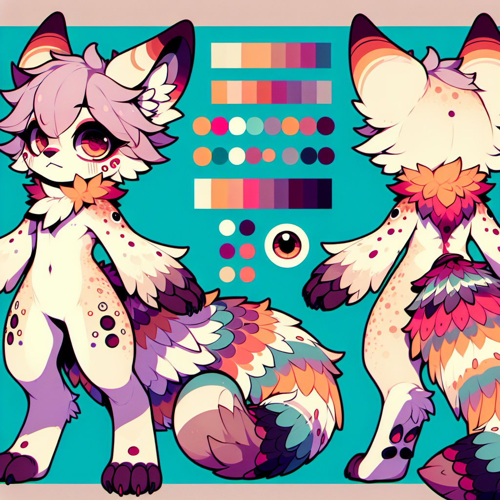 Charming Kemono-Style Furry Creature Reference Sheet