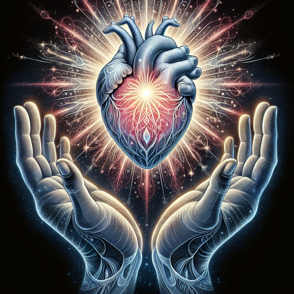 Visualization of Compassionate Radiant Heart with Interlocked Hands