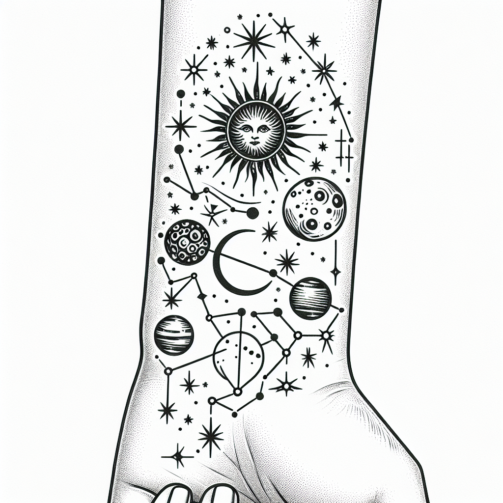 Astronomy Tattoo Design for Your Wrist