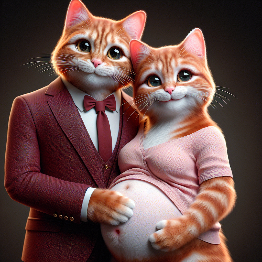 Adorable Red Cat Pregnancy Display