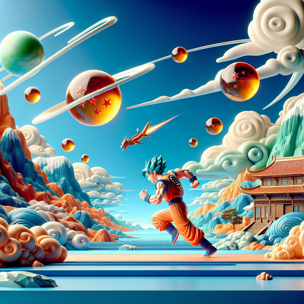 3D Fantastical Dragon-Ball-Like Universe Action Scene