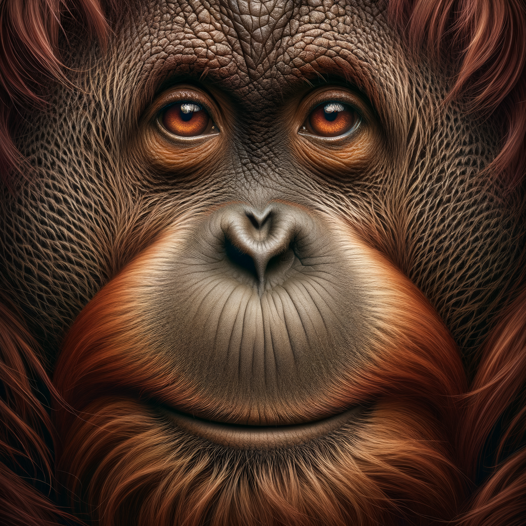 Detailed Orangutan Face Image