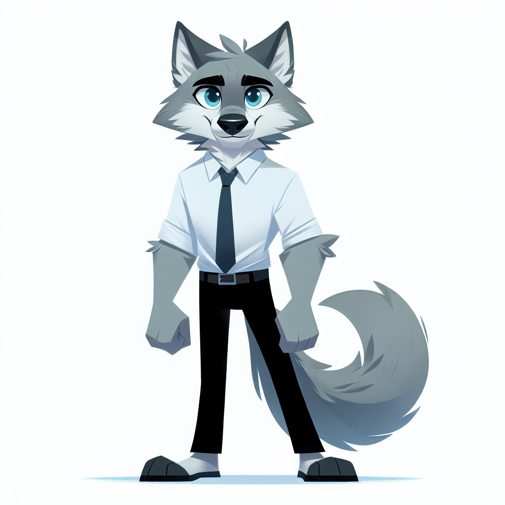 Anthropomorphic Grey Wolf Character