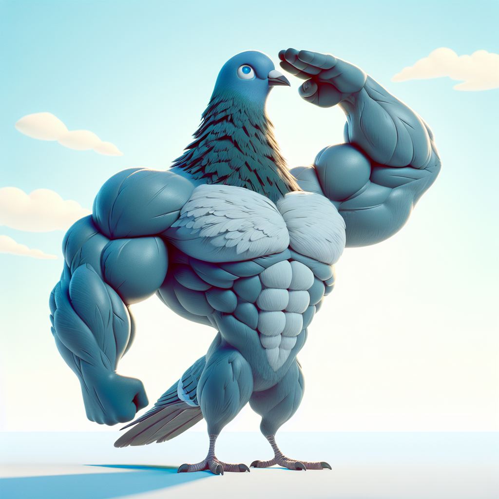 Muscular Pigeon Saluting