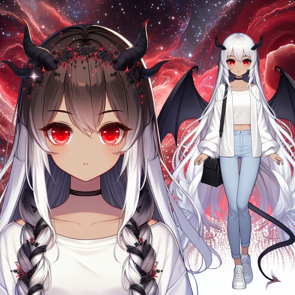 Female Anime Character with White Hair and Red Eyes