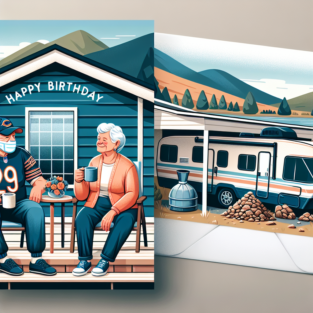 Elderly Couple Birthday Card Design in Chicago Bears Attire