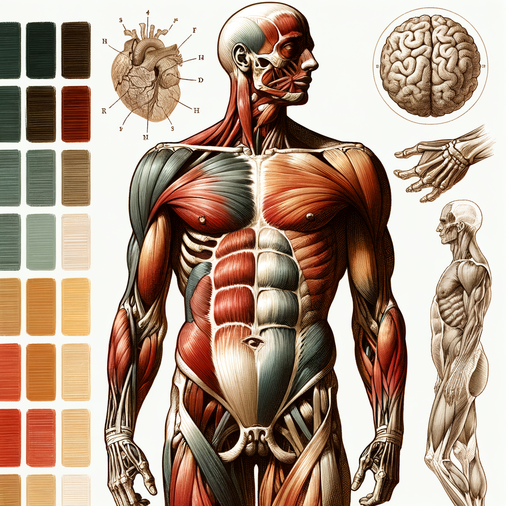 Realistic Male Anatomical Drawing in Classic Medical Illustration Style