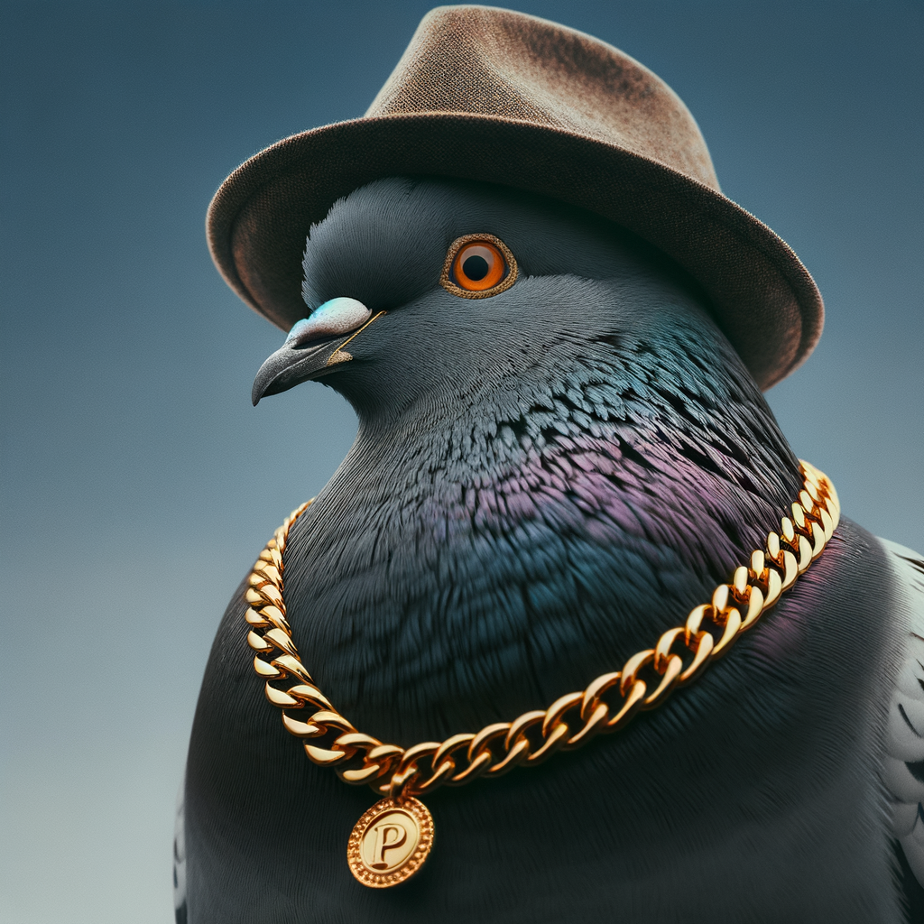 Stylish Pigeon with Chain & Fedora Hat