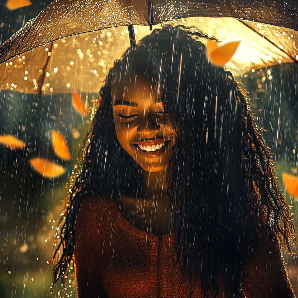 Embracing the Rain: A Joyful Portrait of Beauty