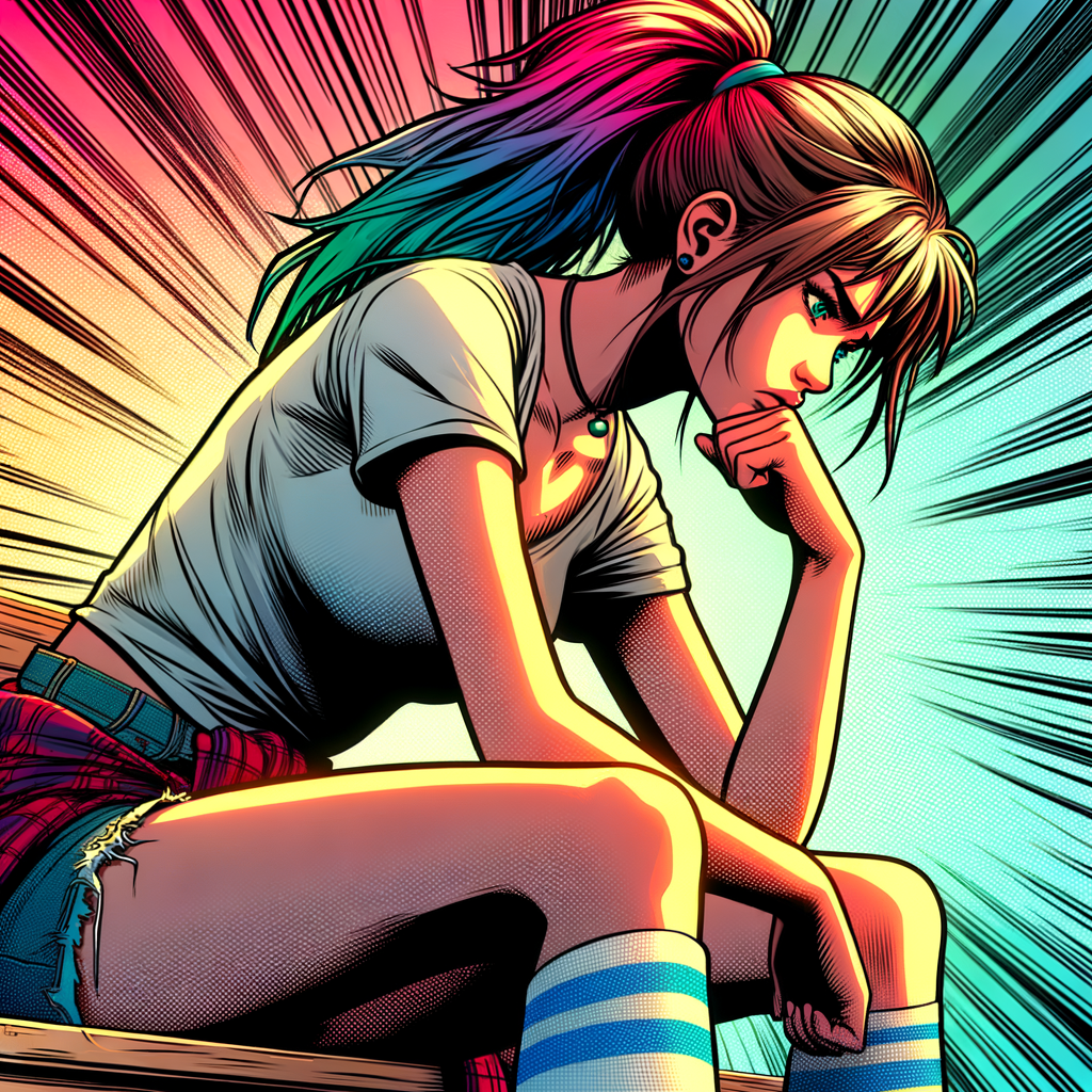 Troubled High School Girl in Vibrant Colors