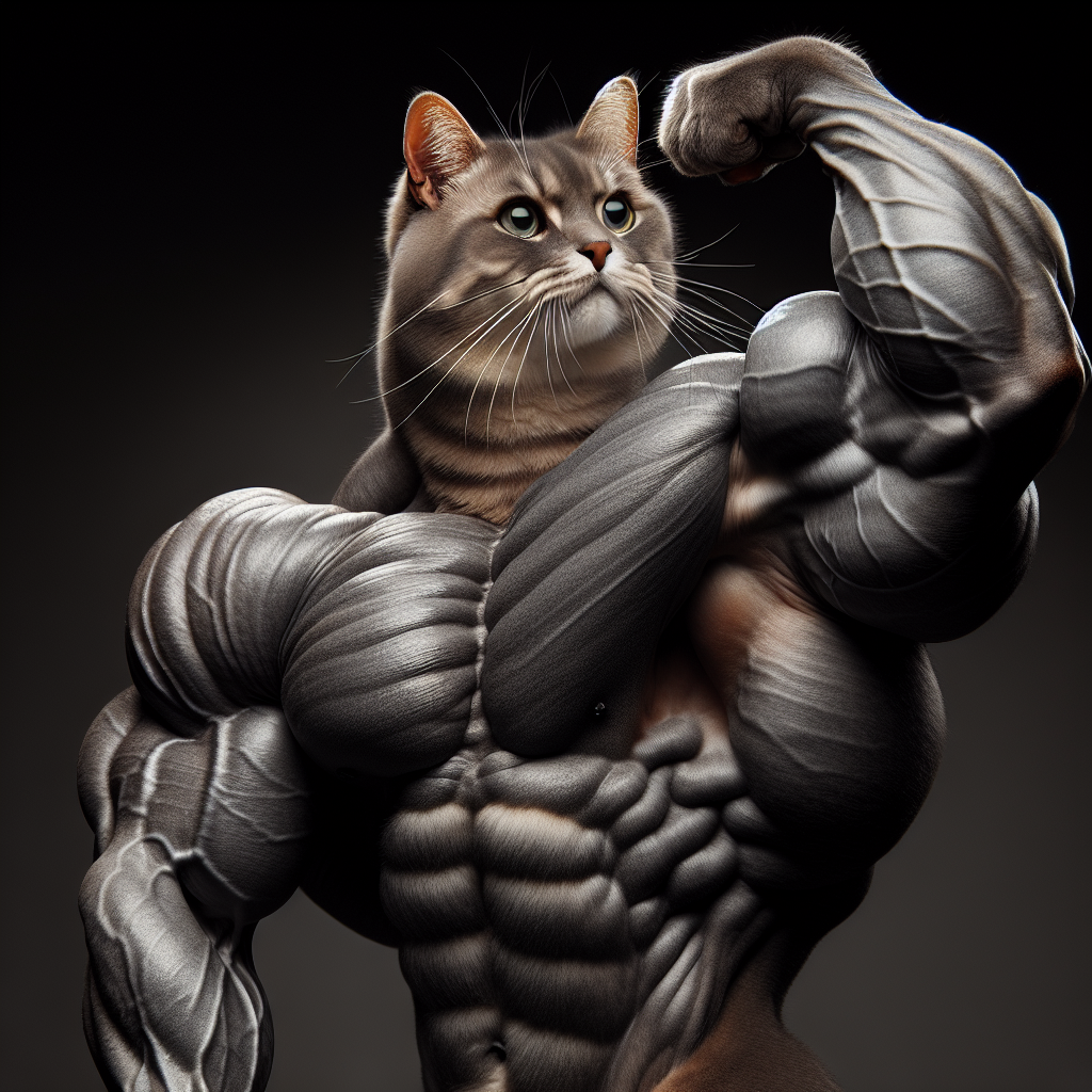 Muscular Cat Flexing Muscles