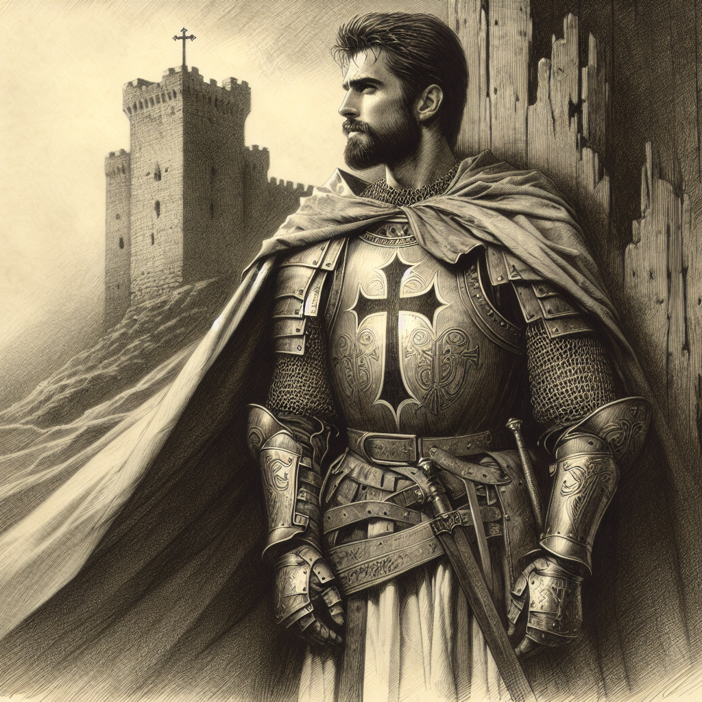 Middle-Eastern Knight Detailed Pencil Drawing