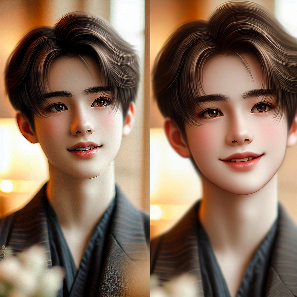 Detailed Portrait of a Handsome Young Korean Boy