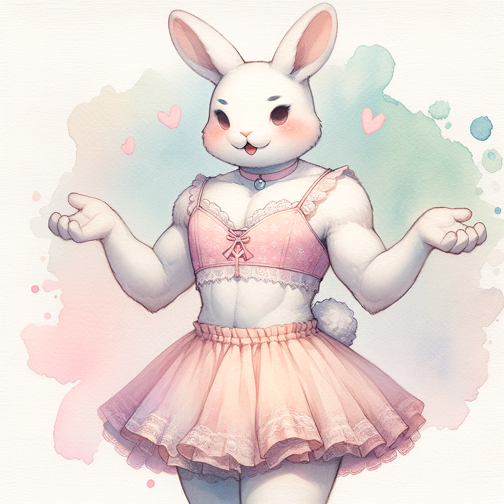 Playful Femboy Bunny Boy Illustration