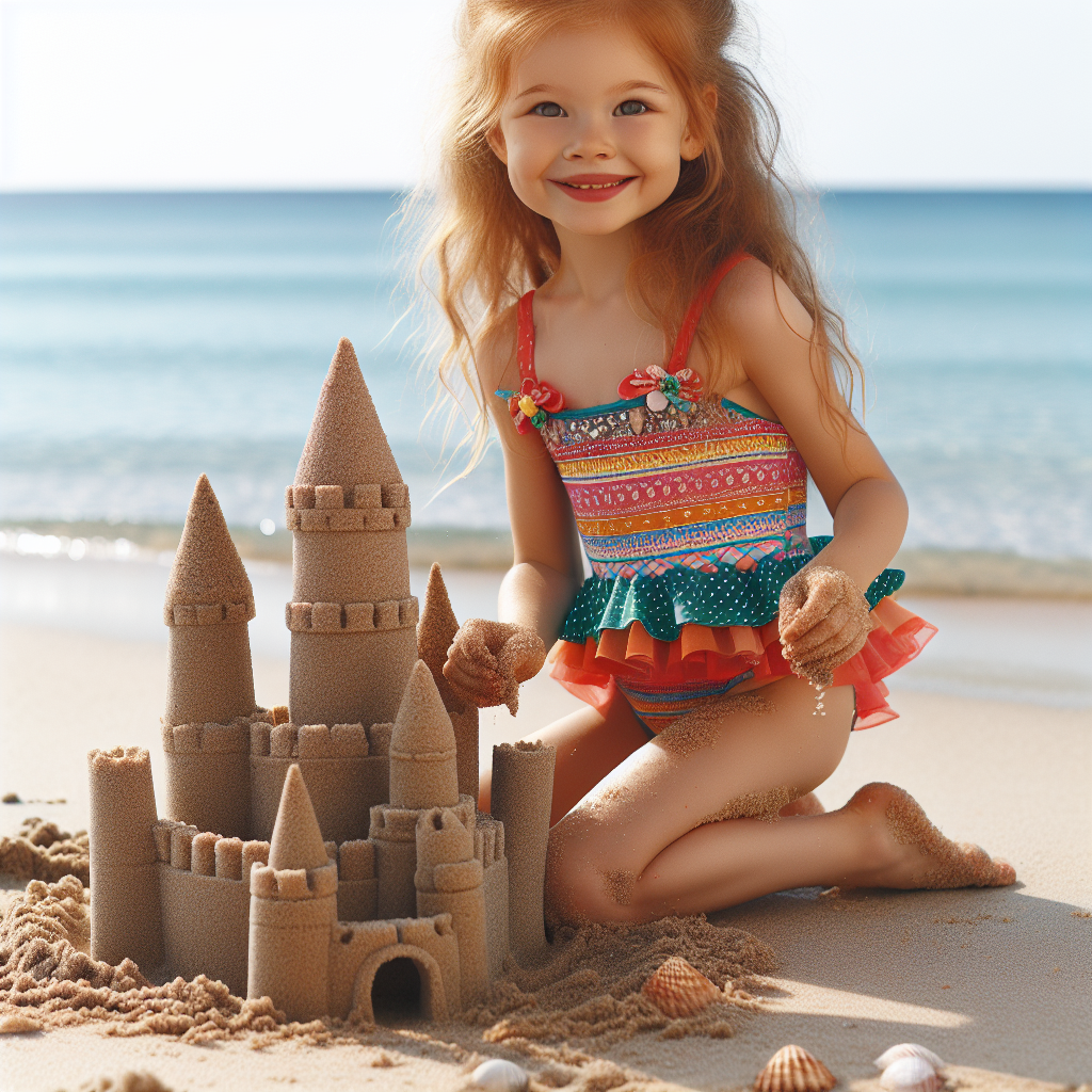 A Delightful Day at the Beach: Young Girl in Bikini