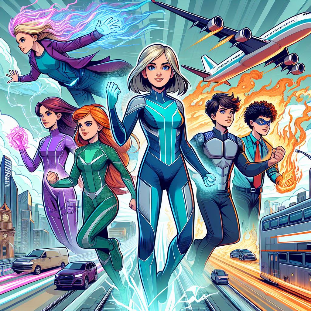 Meet the Dynamic Team of Young Superheroes in Our Comic Illustration