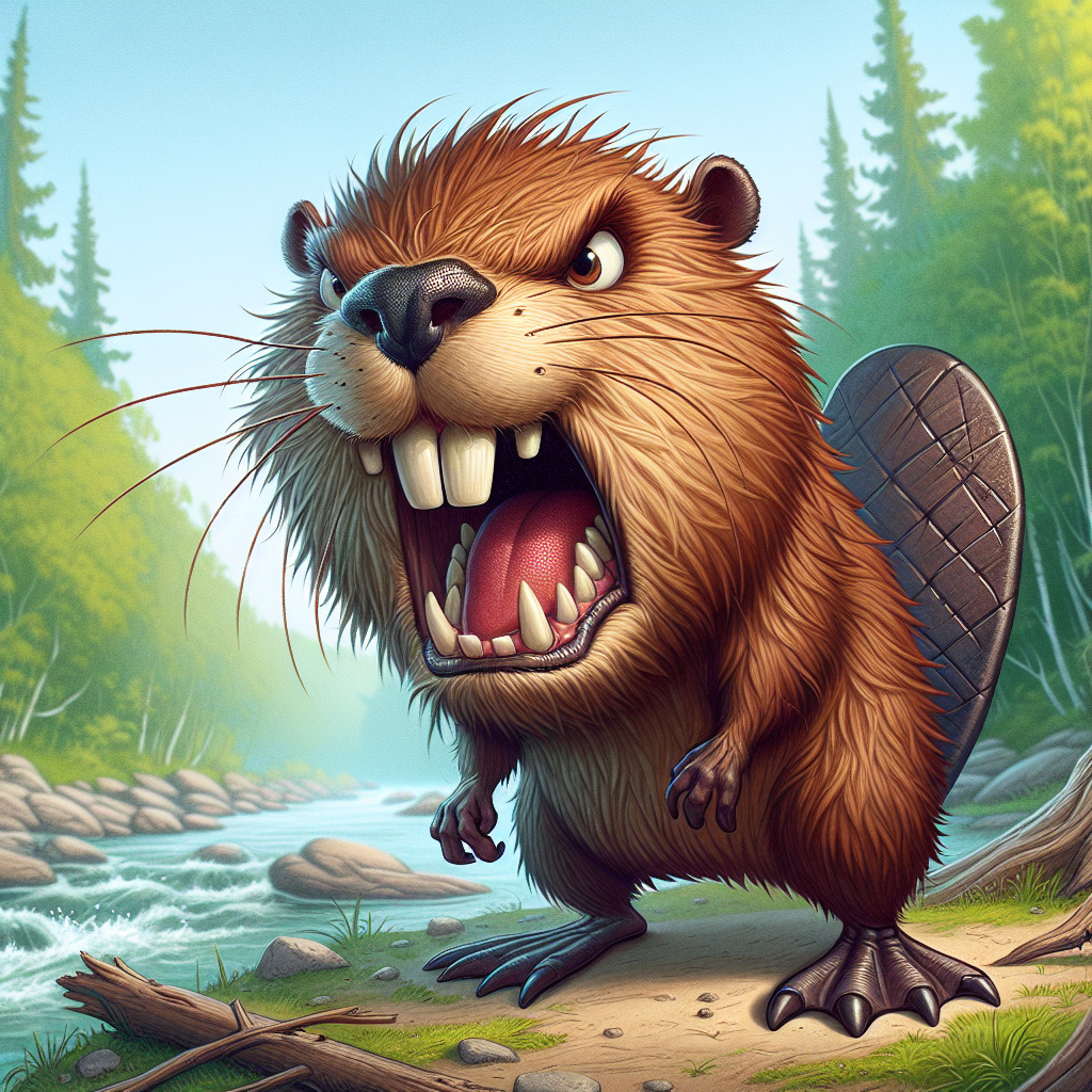 Agitated Beaver with Large Buck Teeth