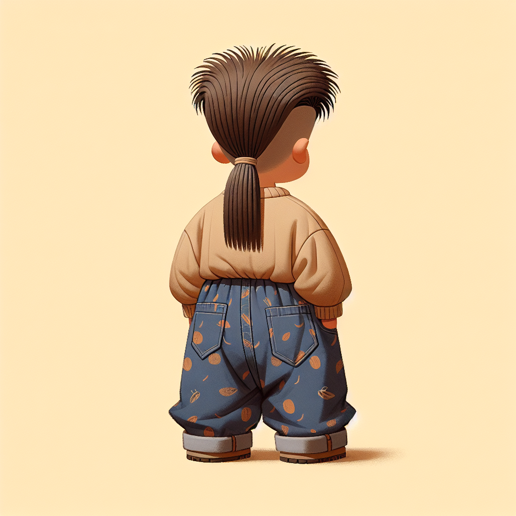 Animated Pixar Style: Child with Mullet Haircut and Baggy Pants